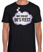 Goedkope wat en kut 90s feest fun tekst-shirt zwart voor heren