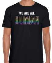 Goedkope we are all human lhbt-shirt zwart voor heren rainbow lhbt gay outfit