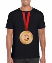 Goedkope winnaar bronzen medaille shirt zwart heren