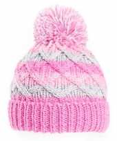 Goedkope wintermuts gebreid met pompon voor baby 10132371