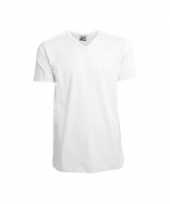 Goedkope wit gekleurd v hals shirt voor heren