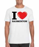 Goedkope wit i love badminton t-shirt heren