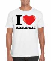 Goedkope wit i love basketbal t-shirt heren