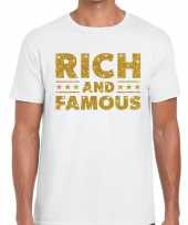 Goedkope wit rich and famous goud fun t-shirt voor heren