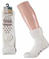 Goedkope wollen kinder slofsokken antislip wit maat 23 26