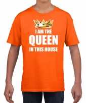 Goedkope woningsdag im the queen in this house t-shirts voor thuisblijvers tijdens koningsdag oranje meisjes kinderen