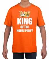 Goedkope woningsdag king of the house party t-shirts voor thuisblijvers tijdens koningsdag oranje kinderen jongens