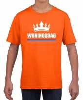 Goedkope woningsdag t-shirt voor thuisblijvers tijdens koningsdag oranje kinderen