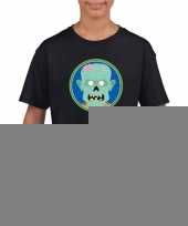 Goedkope zombie halloween t-shirt zwart voor jongens en meisjes