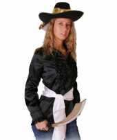 Goedkope zwart dames piraten overhemd