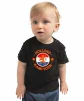 Goedkope zwart fan shirt kleren holland kampioen met leeuw ek wk voor baby peuters