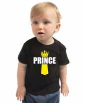 Goedkope zwart prince shirt met kroontje koningsdag t-shirt voor babys
