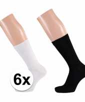 Goedkope zwarte en witte basic sokken voor dames 6 paar