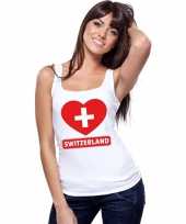 Goedkope zwitserland hart vlag mouwloos shirt wit dames